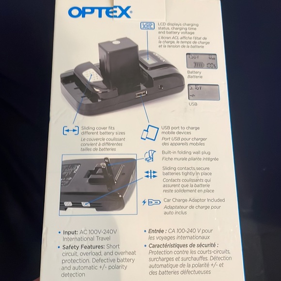 Optex Li-ion Camera Battery Charger with LCD Screen and USB Port - Picture 5 of 7